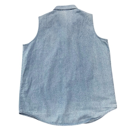 Vintage Mickey Mouse Graphic Denim Button Up Shirt Vest Size L Jerry Leigh - Picture 8 of 9